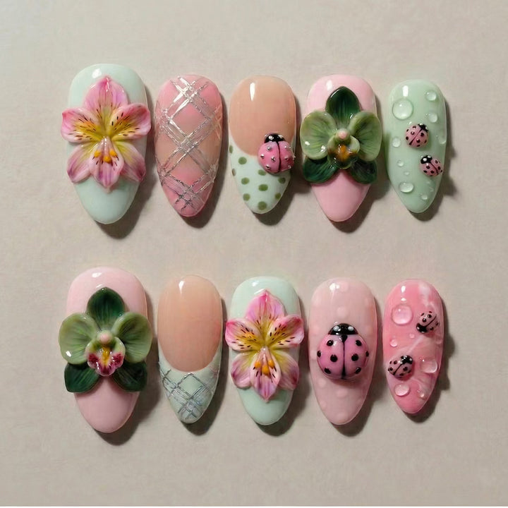 Floral 3D Press-On Nail Art Set Kalsten