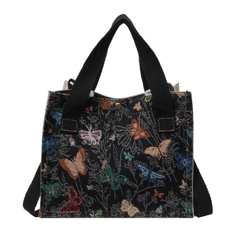 Floral Embroidered Canvas Tote Bag  1790616768