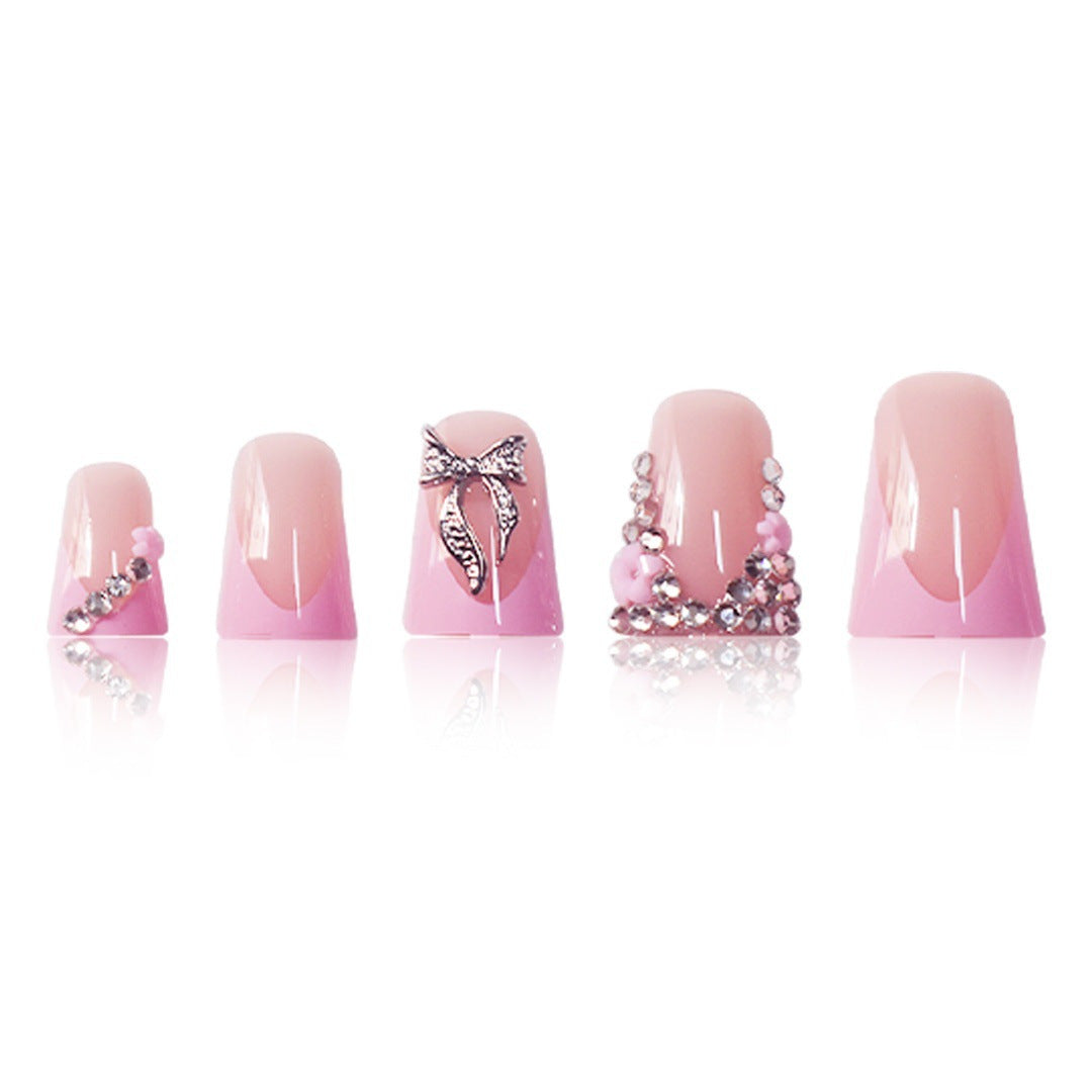 Elegant Floral Rhinestone Press-On Nails Kalsten