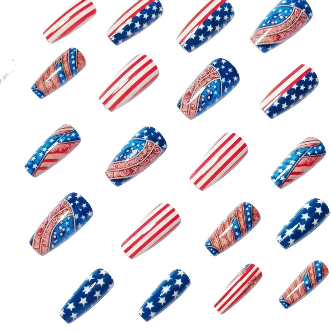 Patriotic Star and Stripes Nail Art Kalsten