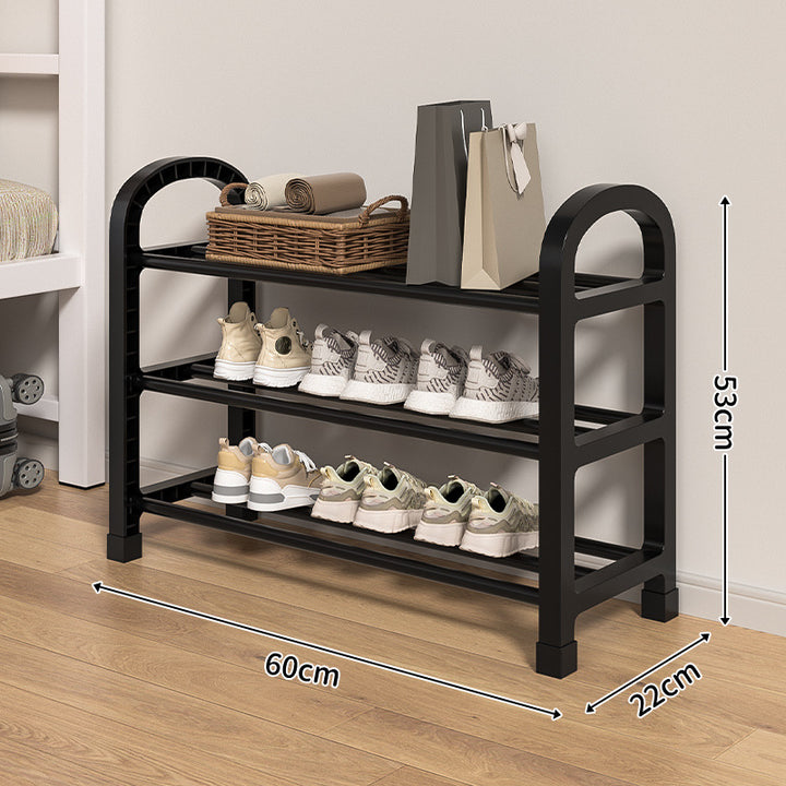 Multi-Tier Narrow Shoe Storage Rack With Arched Side Frame And Slim Footprint