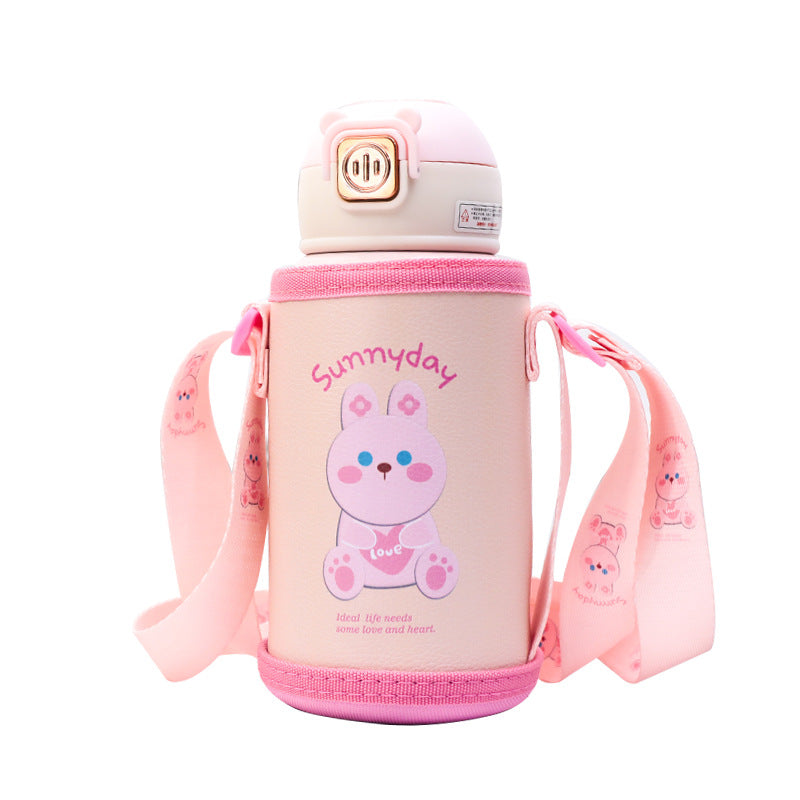 Women's Insulated Drinking Bottle with Cute Animal Design and Practical Carry Strap Kalsten