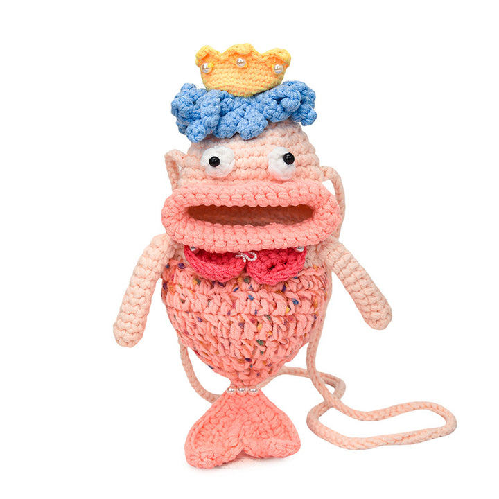 Cute Fish-Shaped Crochet Mini Crossbody Bag