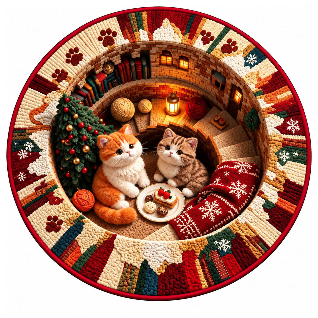 Festive Santa Claus Themed Round Mat for Home