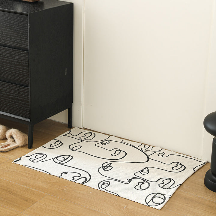 Table mat made of cotton fabric with abstract line art motif