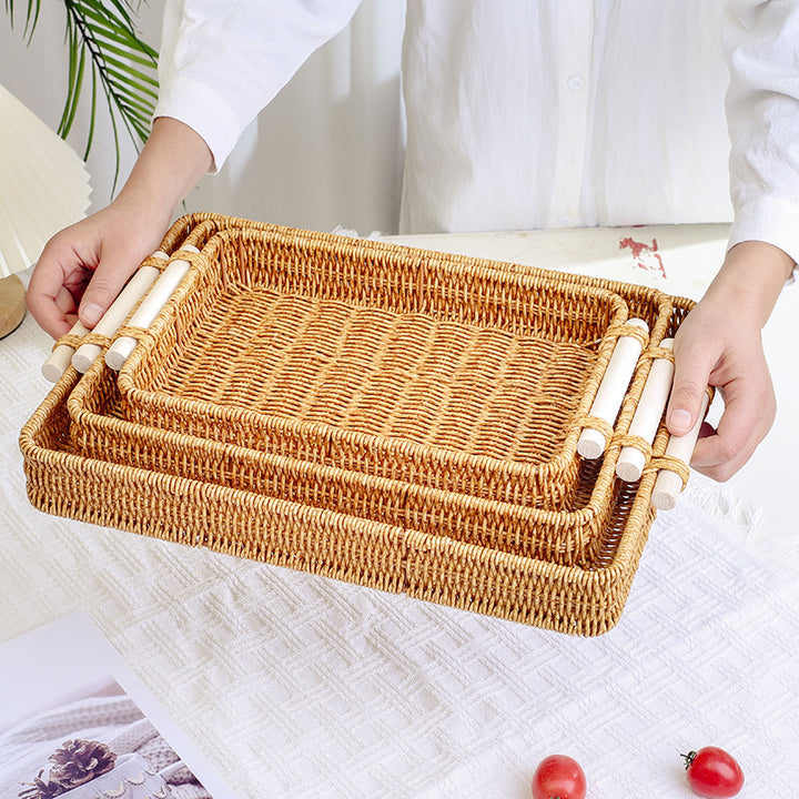 Rustic Woven Food Serving Tray Kalsten