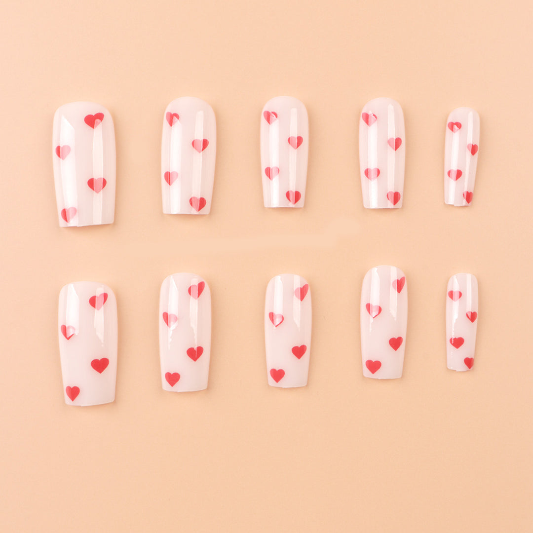 Artistic Heart-Themed Press-On Nail Set Kalsten