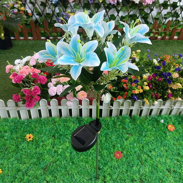 Solar Powered Artificial Lily Garden Stake Lights With Warm LED Fairy String Kalsten