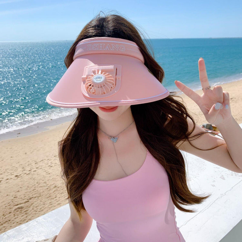 Sun protection visor with quiet rechargeable mini fan and adjustable neoprene seat Kalsten