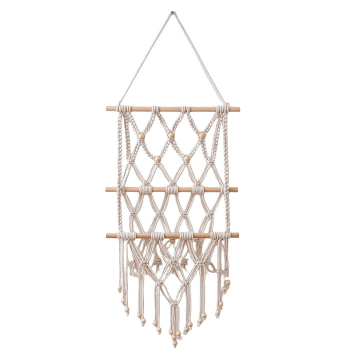 Macrame Wall Hanging with Natural Wood Accents Kalsten