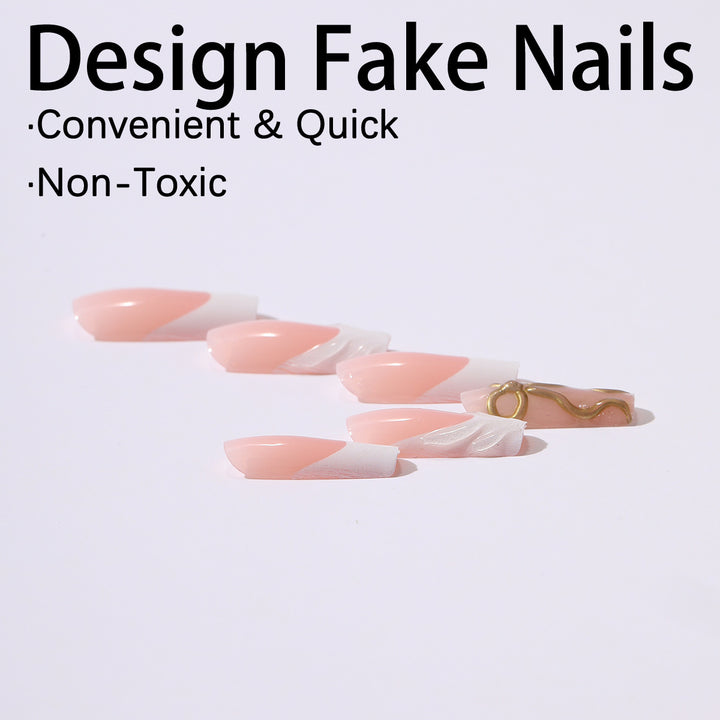 Artificial nail set with luxurious golden accents and elegant design Kalsten