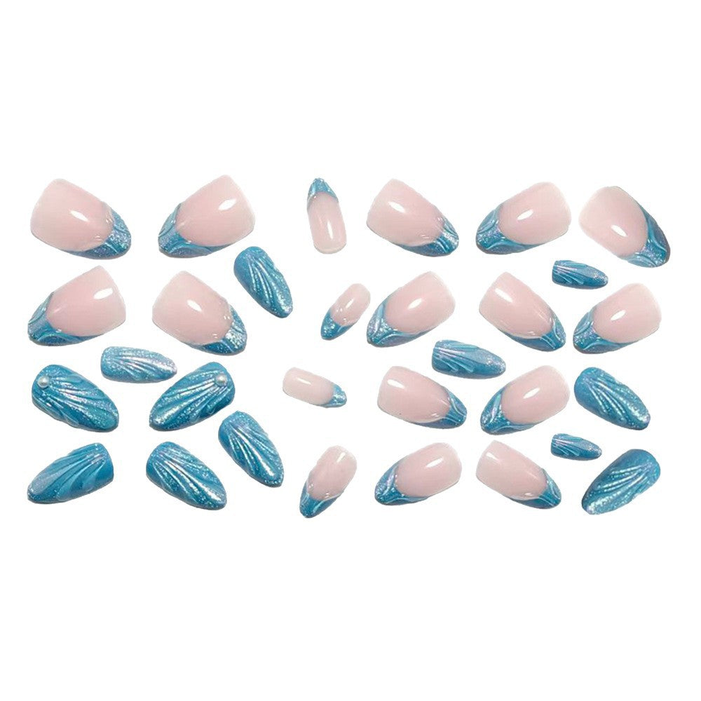Artificial nails with glitter and wave design Kalsten