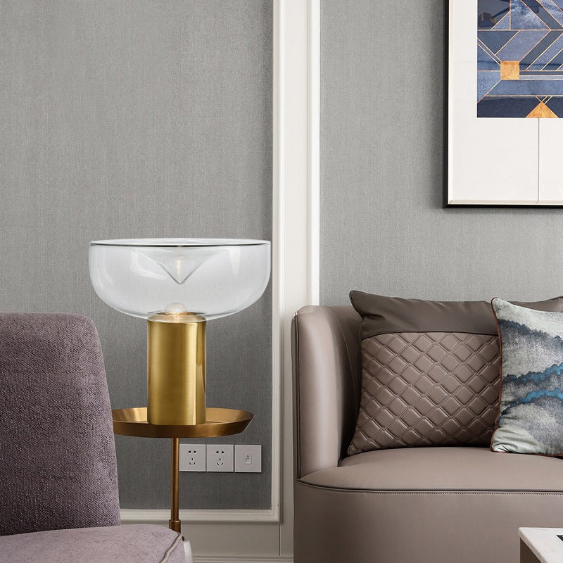 Modern Glass Accent Table Lamp with Gold Base