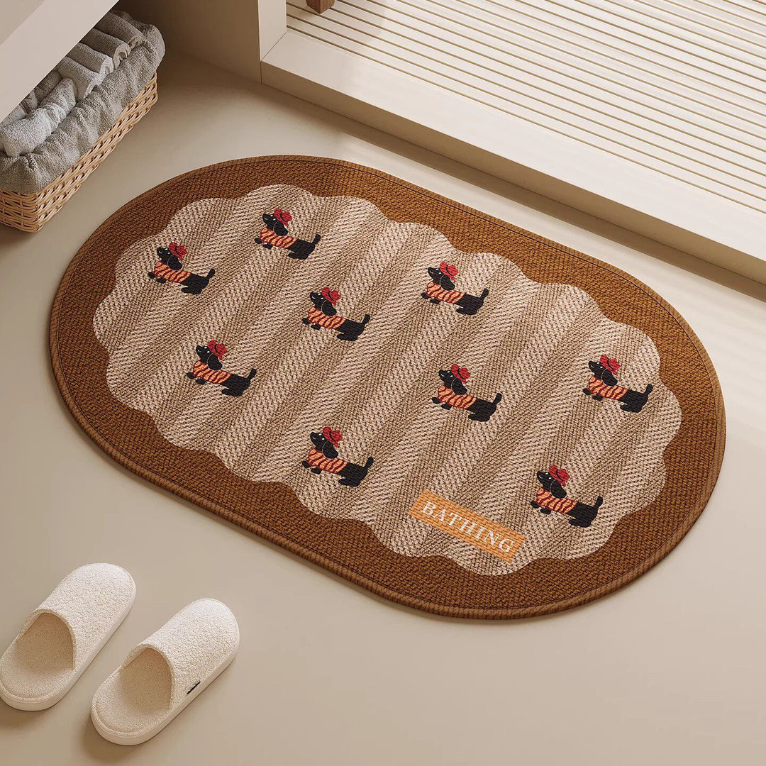 Decorative Bath Rug with Whimsical Dog Design