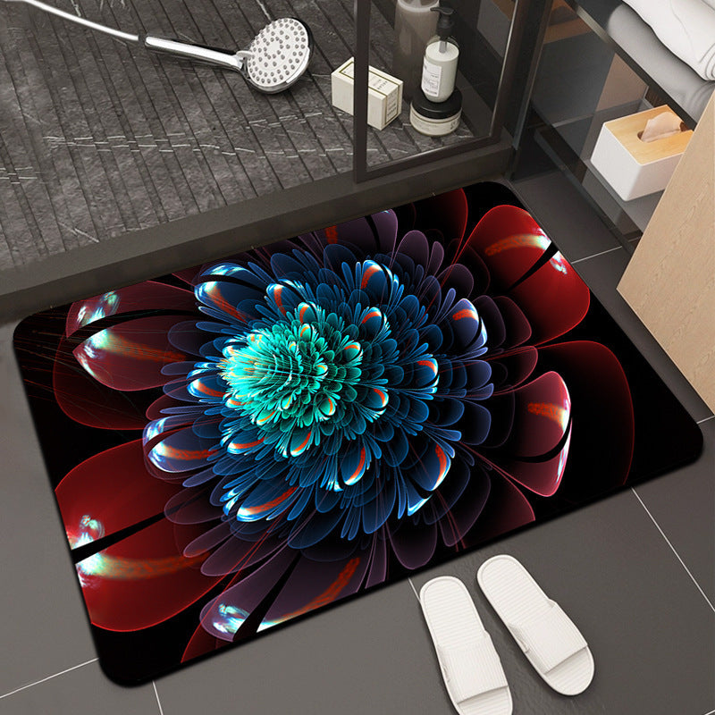 Floral Print Memory Foam Bath Mat Kalsten