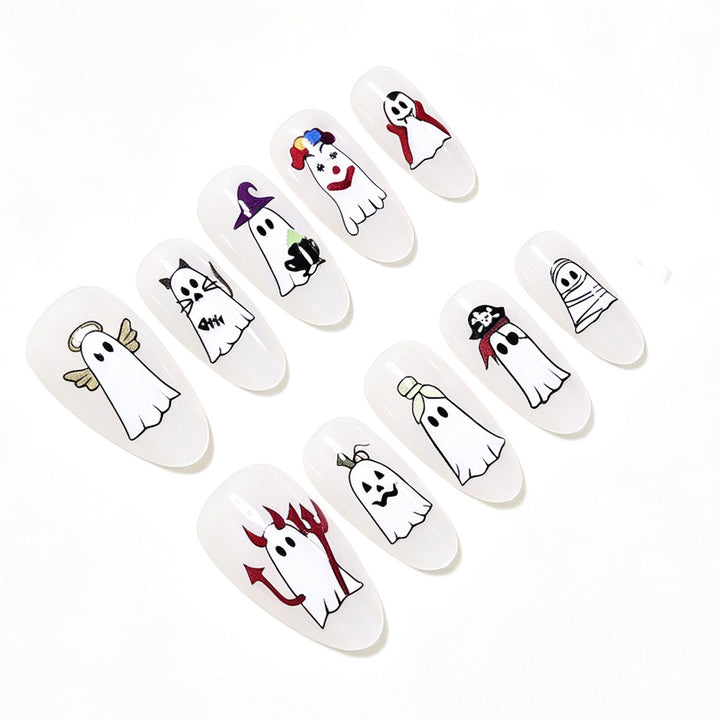 Halloween-Themed Ghost Design Press-On Nail Art Set Kalsten