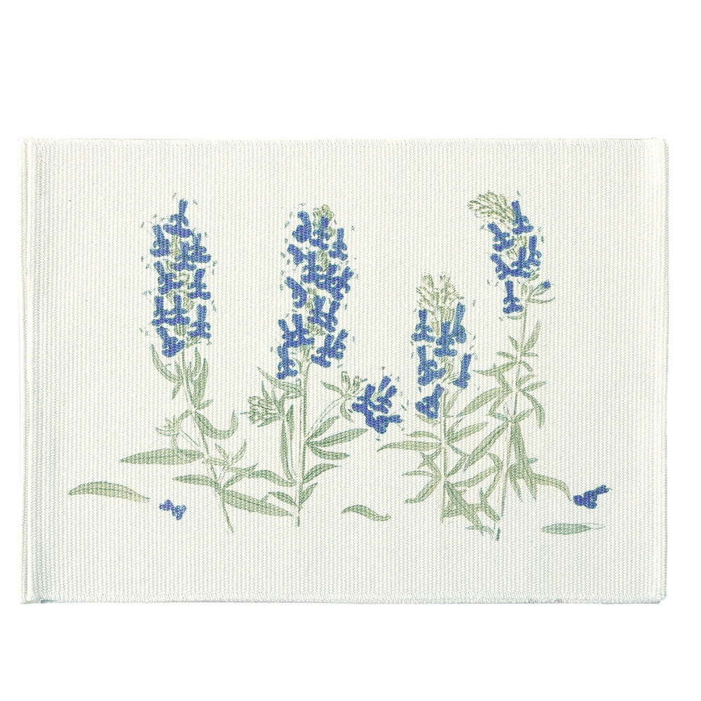 Woven placemat with botanical wildflower print and non-slip backing