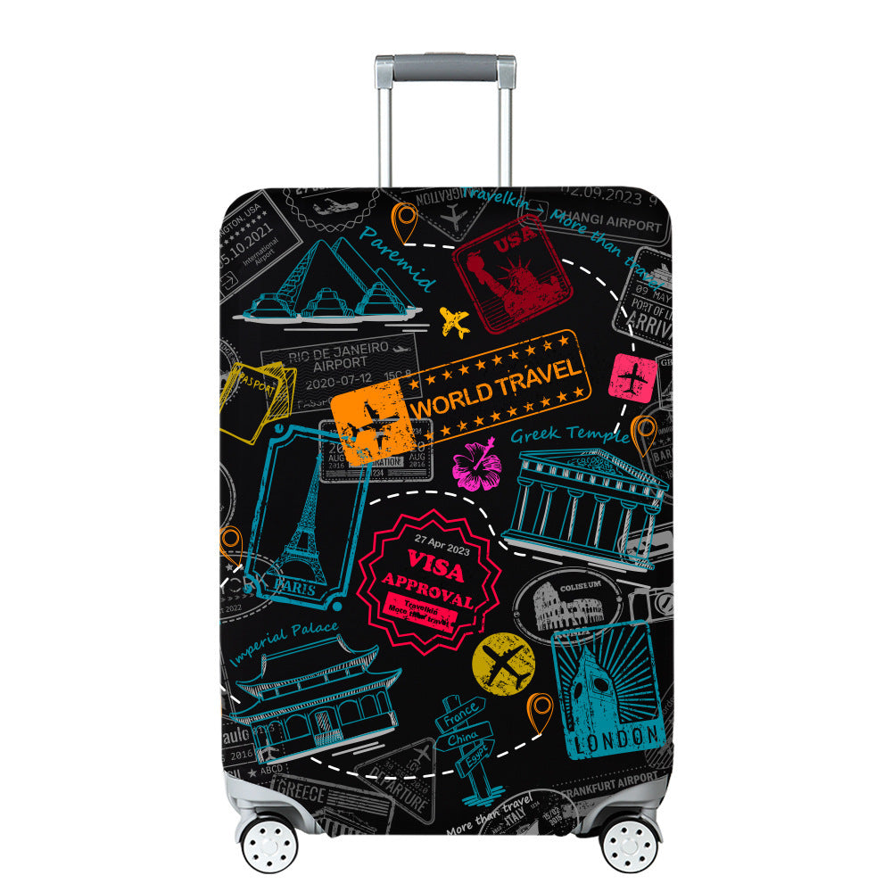 Unisex Hard Shell Travel Suitcase with Creative Travel Motif Kalsten