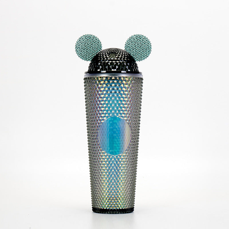 Studded Textured Reusable Tumbler With Decorative Ear-Top Screw Lid