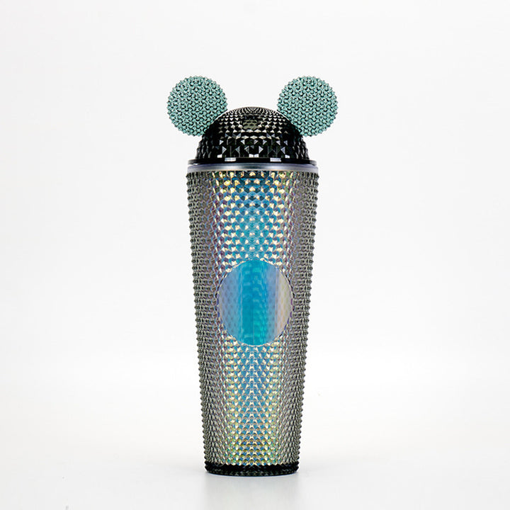 Studded Textured Reusable Tumbler With Decorative Ear-Top Screw Lid