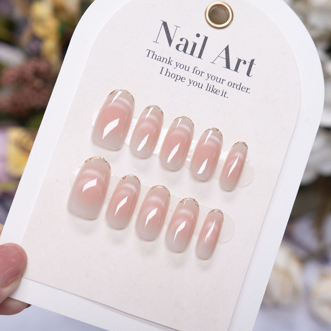 Elegant Press-On Nail Set with Marble Design