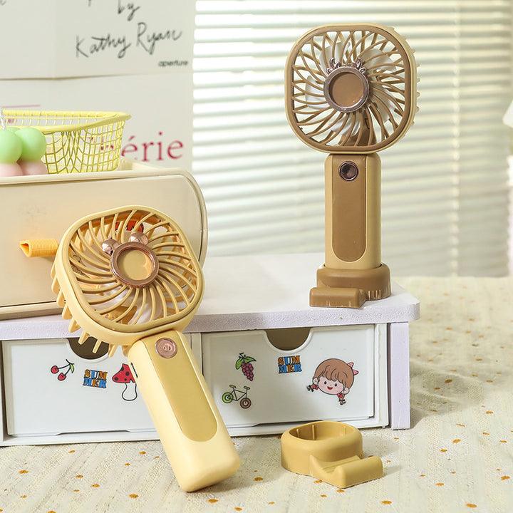 Ladies portable USB hand fan with ergonomic design and integrated LED lighting Kalsten