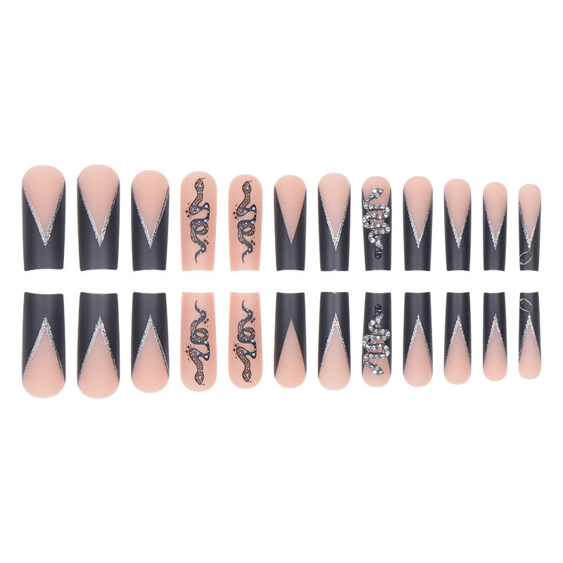 Artistic Snake-Designed Long Stiletto Press-On Nails Kalsten