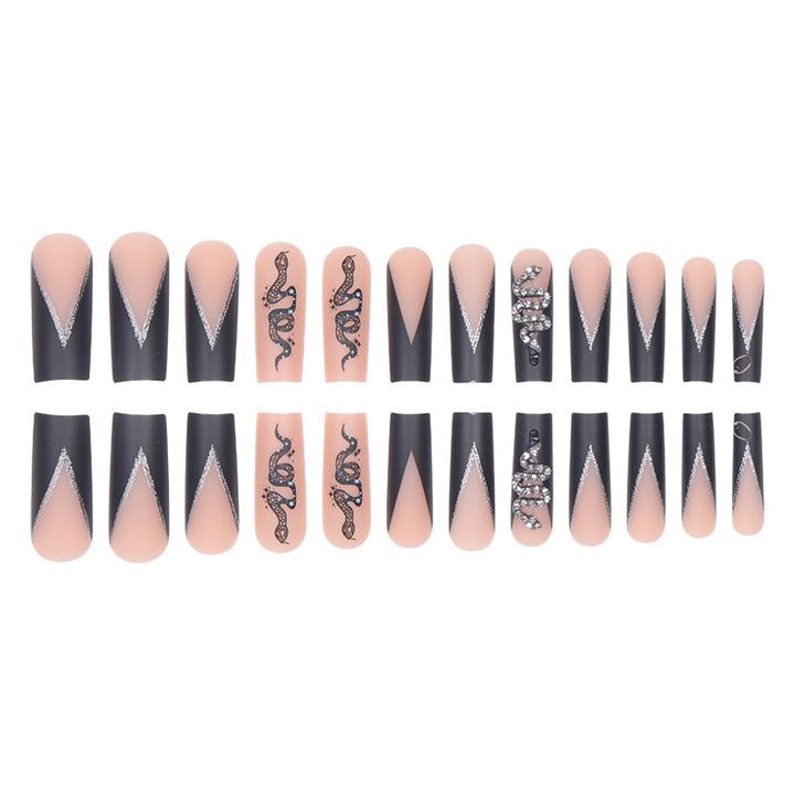 Artistic Snake-Designed Long Stiletto Press-On Nails Kalsten