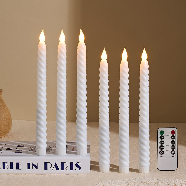 Long-Burning Spiral Dripless Taper Candles with Stabilizing Base