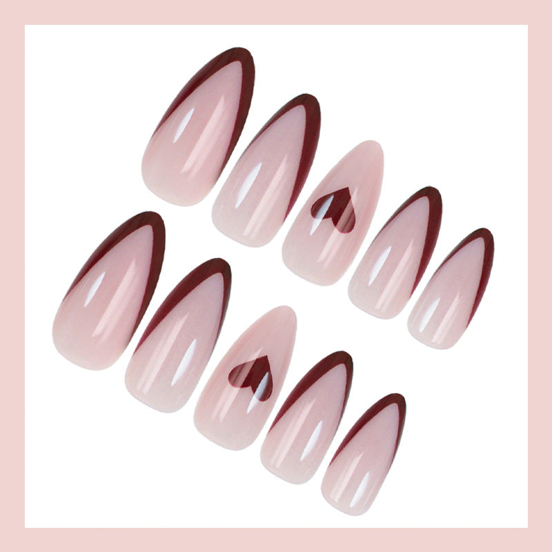 Artificial nail set with romantic hearts and elegant tips Kalsten