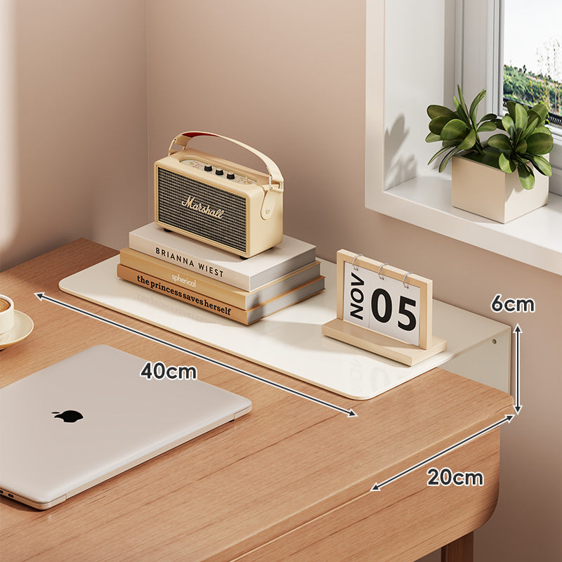 Slim Floating Wall-Mounted Desk Shelf Monitor Riser with Sleek Tempered Glass Surface