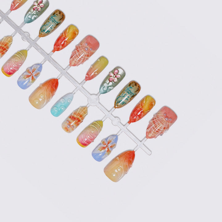 Nail art set with floral and creative designs Kalsten