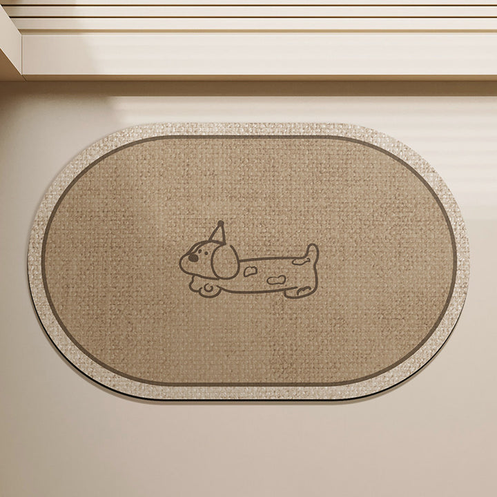 Cartoon Dog-Illustrated Entryway Mat for Home