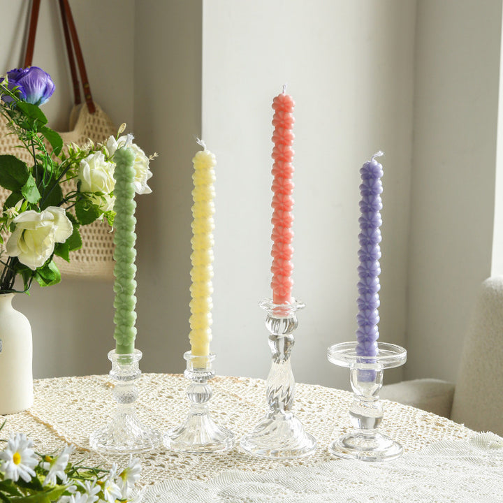 Sculptural Petal-Stack Taper Decorative Candle
