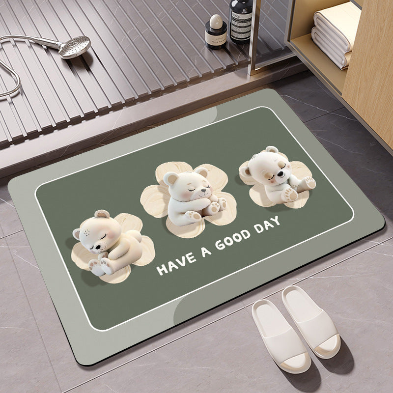 Playful Bear-Themed Plush Bath Mat Kalsten