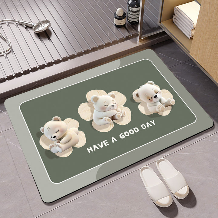 Playful Bear-Themed Plush Bath Mat Kalsten