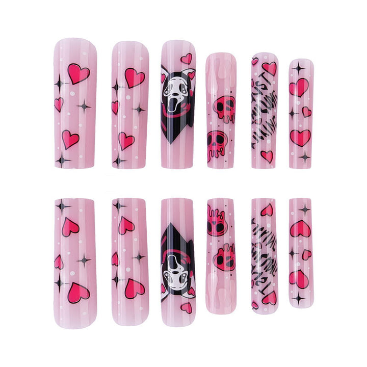 Artistic Horror-Themed Press-On Nails