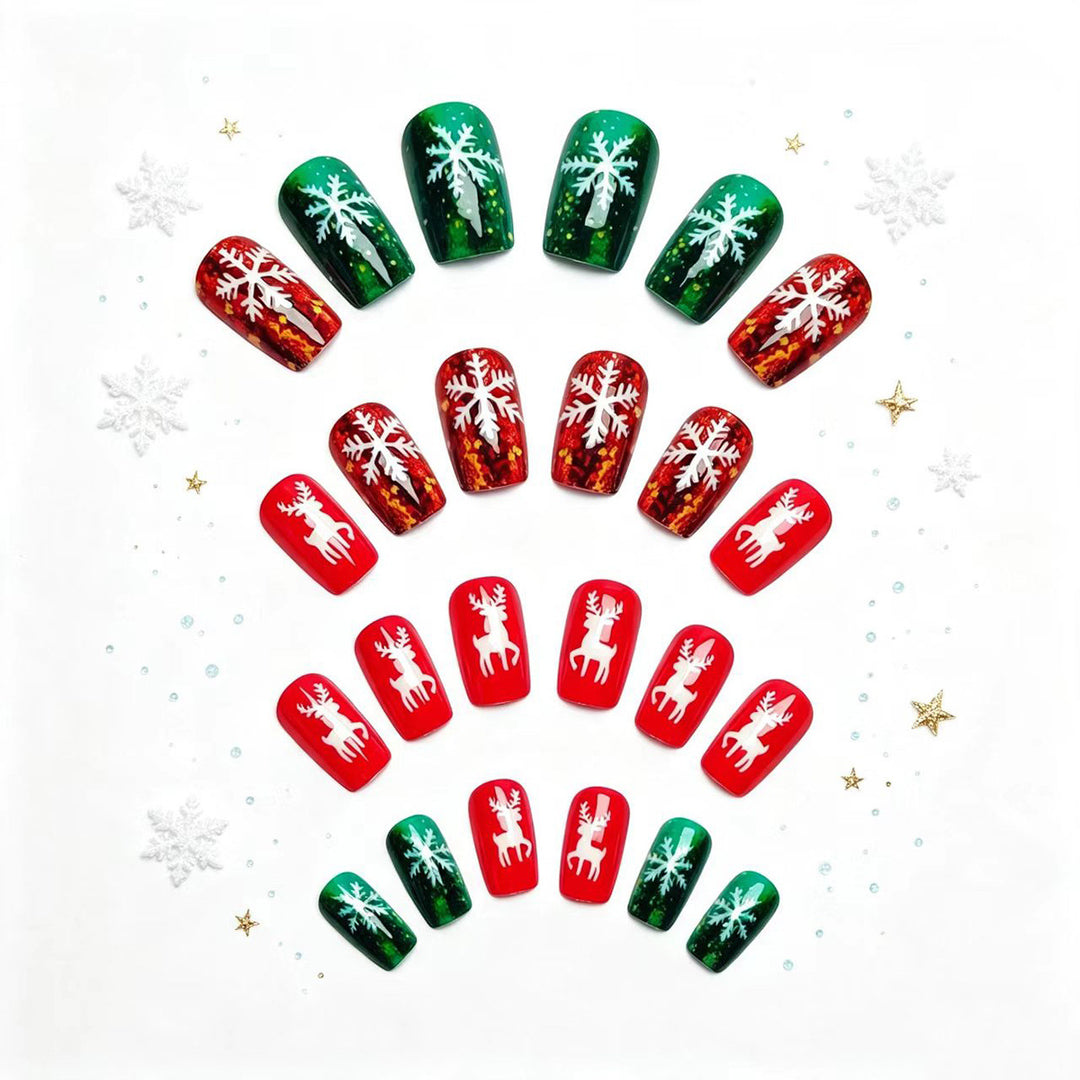 Artificial nails in festive reindeer and snowflake design Kalsten