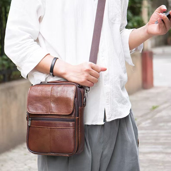 Textured Leather Crossbody Briefcase