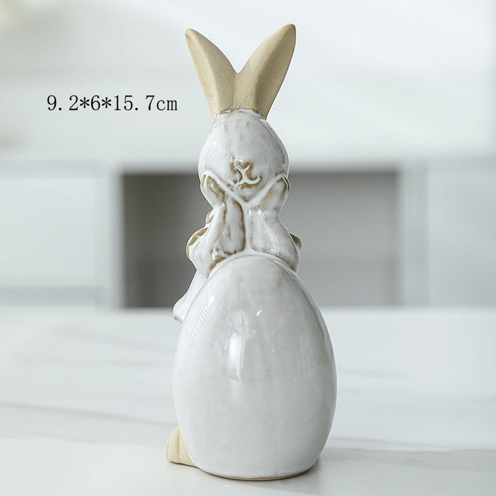 Whimsical Ceramic Bunny Figurine Kalsten