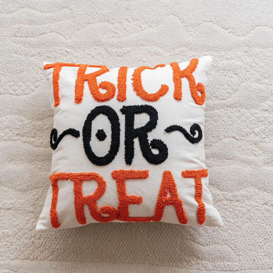 Decorative Hooked Chenille Face Accent Pillow Cover with Hidden Zipper