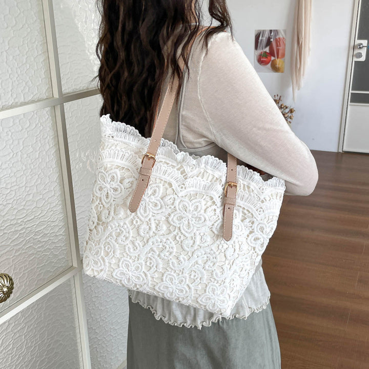 Elegant Lace-Detail Tote Bag