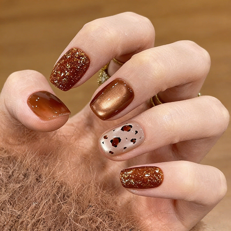 Artistic Press-On Nail Set with Glittery and Spotty Finish Kalsten