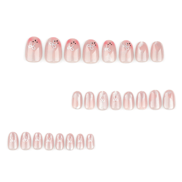 Artificial nail extensions with cute bunny design and hearts Kalsten