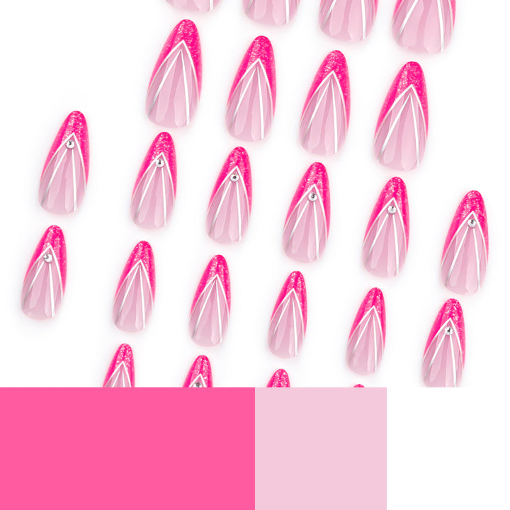 Artful Nail Extensions with Glitter and Rhinestone Decorations Kalsten