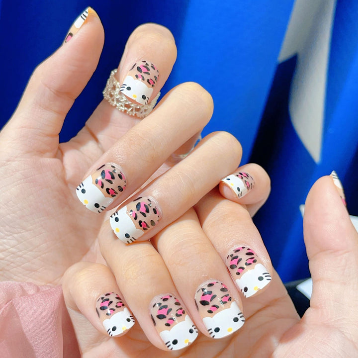 Playful Cat-Themed Press-On Nail Set