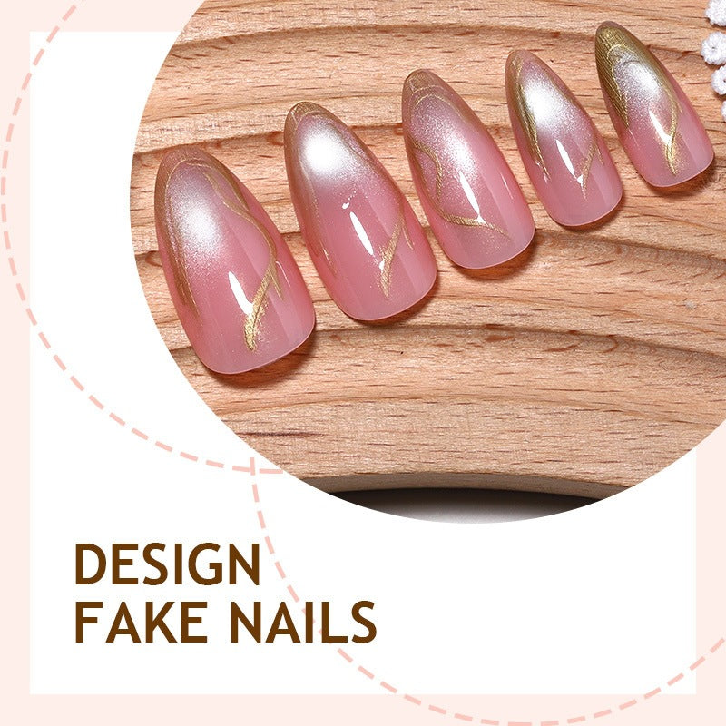 Acrylic nail set with elegant metallic accents Kalsten