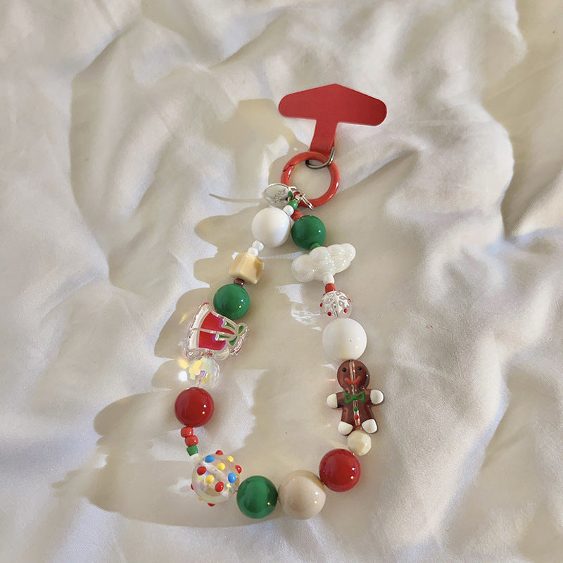 Whimsical Holiday-Themed Beaded Charm Keychain Kalsten