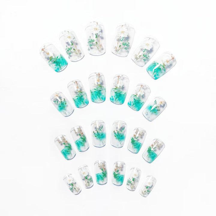 Floral Encased Gel Nail Art Kalsten