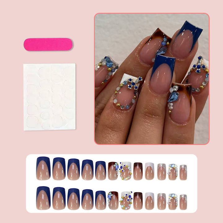 Artificial nail set with elegant stone embellishments and modern accents Kalsten